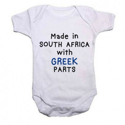 Photo of Qtees Africa Made in SA with Greek Parts Baby Grow