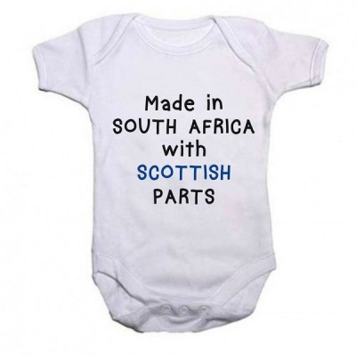 Photo of Qtees Africa Made in SA with Scottish Parts Baby Grow