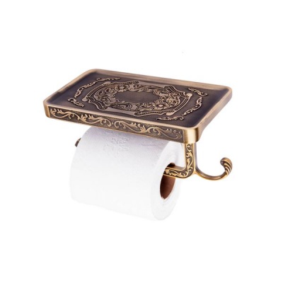 Photo of Brass Toilet Roll Holder with Shelf
