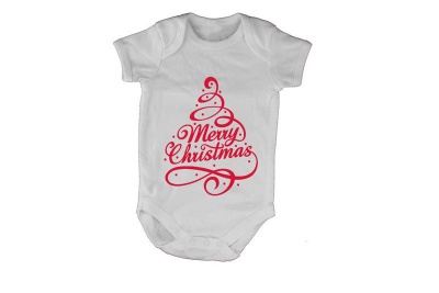 Photo of Merry Christmas - Red Tree - Baby Grow