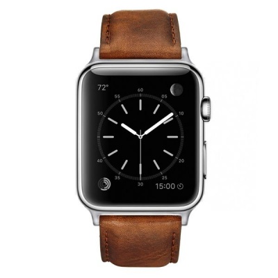 Photo of Colton James Leather Strap for Silver 42mm Apple Watch - Brown