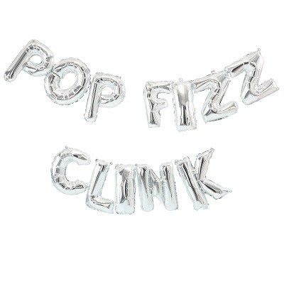 Ginger Ray Christmas Balloon Bunting Pop Fizz Clink Silver