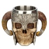3D Stainless Steel Ram Horned Skull Coffee Mug Photo