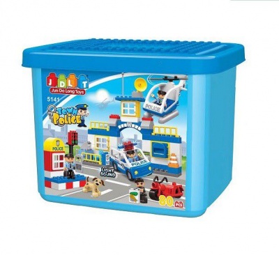 Photo of JDLT Police Series Bucket With Light & Sound - 80 Pieces