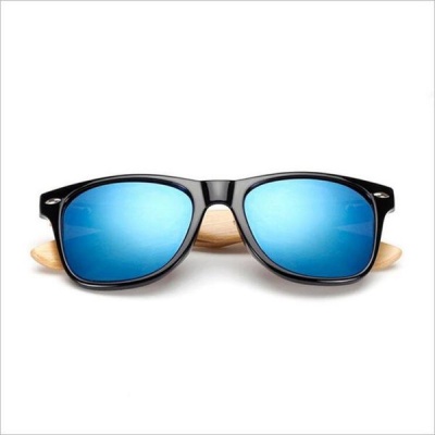 Photo of Shweet Shades Blue Mirror Lense Bamboo Wood Sunglasses