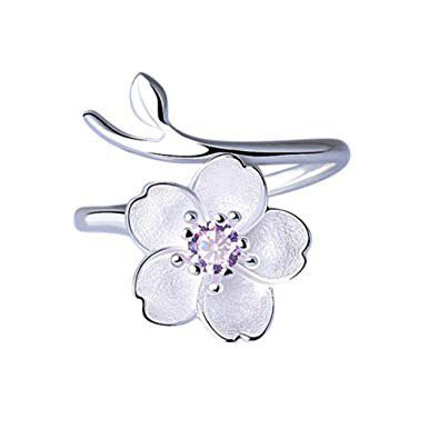 Photo of 100% 925 Sterling Silver Cherry Blossom Ring with Swarovski Element