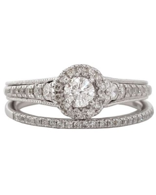Photo of Miss Jewels - 0.78ctw Natural Diamond 2 Piece Wedding Set in 10kt White Gold