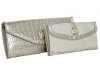 Fino Crocodile Patent Leather Clutch Bag & Jaquard Purse Set - Silver Photo