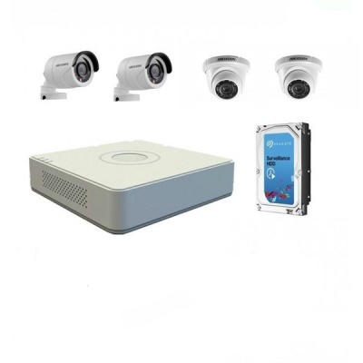 Photo of Hikvision 720p 4 Channel Turbo HD Kit with 1TB HDD DIY CCTV Kit Dome Bullet