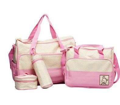Photo of 5 Piece everything-you-need Baby Diaper Nappy Changing Bag- Pink