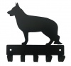 German Shepherd Key Rack & Leash Hanger - 5 Hooks - Black Photo