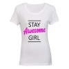 Stay Awesome Girl! - Ladies - T-Shirt - White Photo
