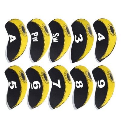 Photo of 10 Piece Top Window Golf Iron Club Head Covers - Yellow & Black