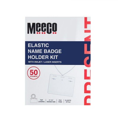 Meeco String Name Badge 4 X 3 Box of 50 Clear