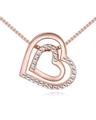 Photo of Btime Rose Gold Double Heart with Microset Crystals