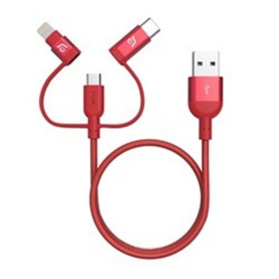 Photo of Adam Elements PeAk 2 Trio 30B USB to Lightning/microUSB/USB-C 30cm Red