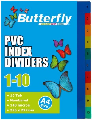 Butterfly File Dividers 140 Micron Pp Numbered 1 10