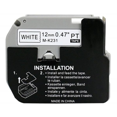 Photo of Brother Pylones Black on White Compatible 12mm Non-Laminated Label Tape