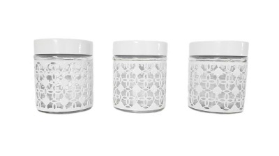 Photo of 3 piecess Glass Canisters with Metal