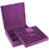 Double-Layer Lint Jewelry Organizer Box with Lock- Purple Photo