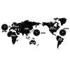 DIY 3D Wooden World Map Wall Clock- Black Photo