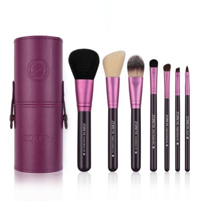 Photo of Makeup Brush Set By Zoreya - Purple - 7 Piece Set With Brush Holder