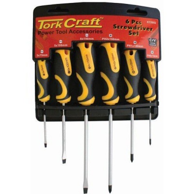 Photo of Tork Craft Screw Driver Set 6 Piece with Wall Mountable Rack Ph Sl