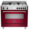 La Germania Americana 90cm Gas Hob & 9MF Electric Oven - Burgundy Photo