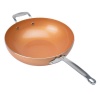 MasterPan Chef's Wok with Glass Lid - 12" 30cm - Copper Colour Photo