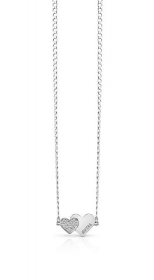Photo of Guess Women's ME & YOU Big Chain Double Heart Necklace - Silver