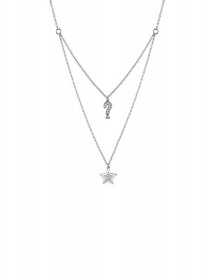 Photo of Guess Women's #FeelGUESS Double Chain 2 Charms Necklace - Silver