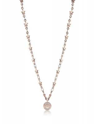 Photo of Guess Women's UPTOWN CHIC Coin & Stars Logo Necklace - Rose Gold