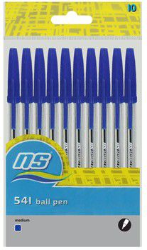 Photo of NS-541 Ball Pens 10's - Blue Ink Medium- Walleted