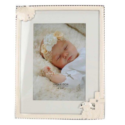 Photo of Christening Frame with Sheep and Cross
