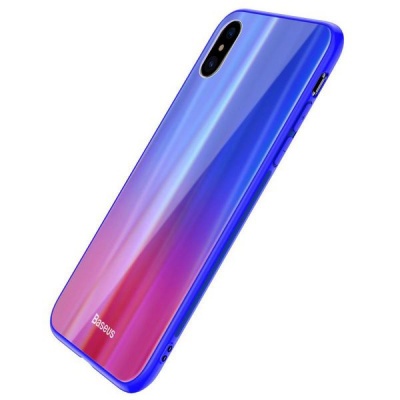 Photo of Baseus iPhone X Blue Red Glass Case