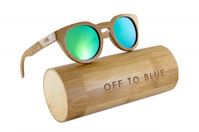Photo of Off to Blue Wooden Polarized Bamboo Sunglasses - Green