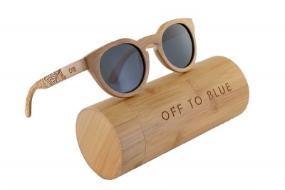 Photo of Off to Blue Wooden Polarized Bamboo Sunglasses - Silver