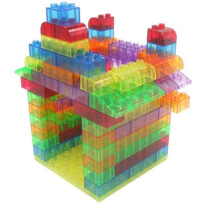 Greenbean Translucent Building Blocks Set with Play Board 73 Pieces
