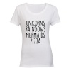 Unicorns - Rainbows - Ladies - T-Shirt - White Photo