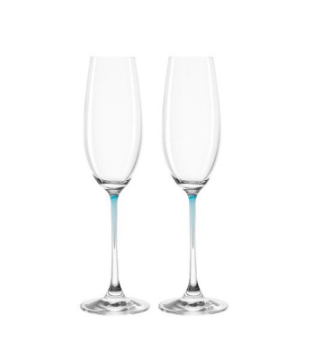 Photo of Leonardo Clear Champagne Glass with Blue Stem LA Perla Set of 2