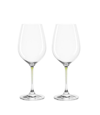 Leonardo Clear Wine Glass with Green Stem LA Perla Set of 2