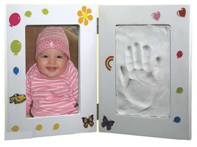 Photo of White Frame with Stickers and Clay Handprint Kit