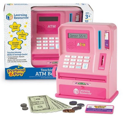 Photo of Learning Resources Pretend Play Pink Teaching ATM Bank
