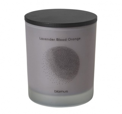 Photo of blomus Scented Candle With Wood Lid Lavender Blood Orange Grey FLAVO Small