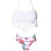 Iconix Fringe Daughter Swimsuit - White Top and Floral Bottom Photo