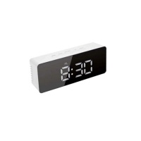 Iconix Led Mirrored Alarm Clock White
