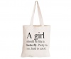 A Girl Should Be Like A Butterfly - Eco-Cotton Natural Fibre Bag Photo