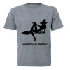 Witch on a Broomstick - Adult - Unisex - T-Shirt - Grey Photo