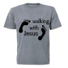 Walking with Jesus - Adult - Unisex - T-Shirt - Grey Photo