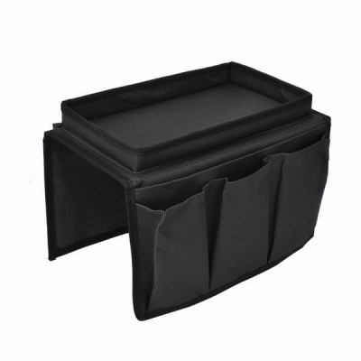 Photo of Sofa Armrest Organizer with Cup Holder Tray - Black